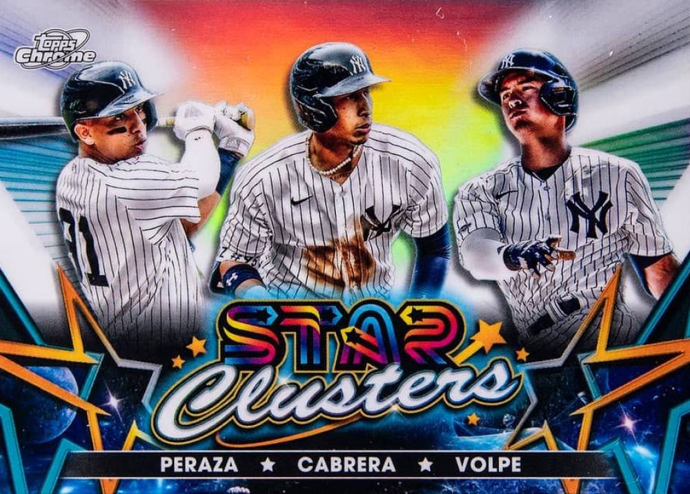 2023 Topps Cosmic Chrome Star Clusters Anthony Volpe/Oswald Peraza/Oswaldo Cabrera #SC14 Baseball Card