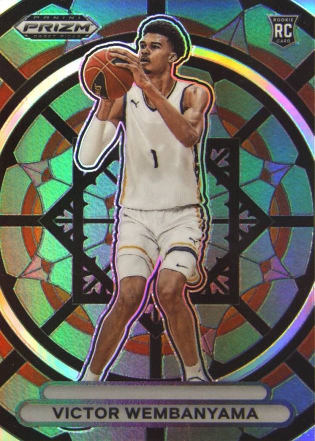 2023 Panini Prizm Draft Picks Stained Glass Victor Wembanyama #1 Basketball Card