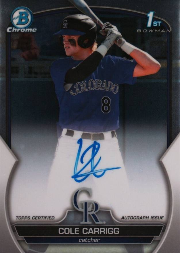 2023 Bowman Draft Chrome Prospect Autograph Cole Carrigg #CDACC Baseball Card