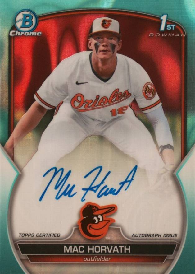 2023 Bowman Draft Chrome Prospect Autograph Mac Horvath #CDAMH Baseball Card