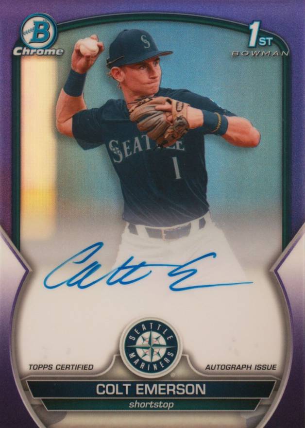 2023 Bowman Draft Chrome Prospect Autograph Colt Emerson #CDACE Baseball Card