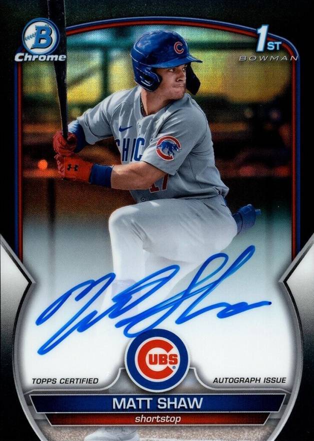 2023 Bowman Draft Chrome Prospect Autograph Matt Shaw #CDAMS Baseball Card