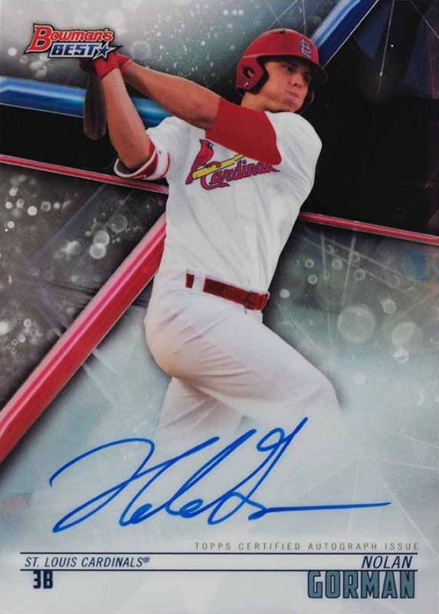 2018 Bowman's Best Best of 2018 Autographs Nolan Gorman #B18NG Baseball Card