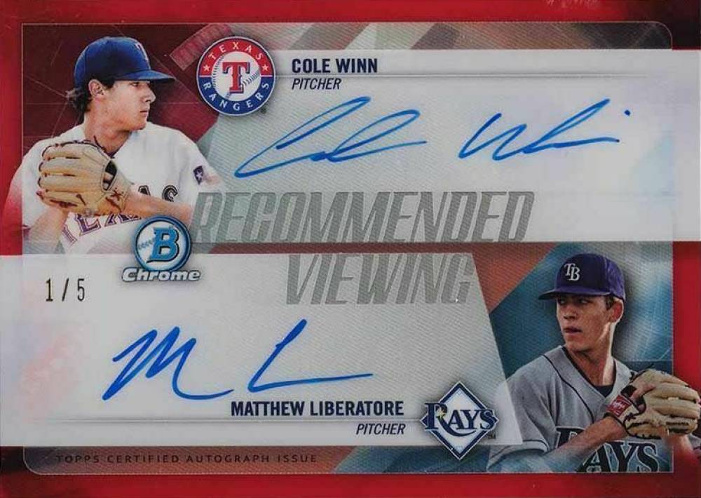 2018 Bowman Chrome Draft Recommended Viewing Dual Autograph Cole Winn/Matthew Liberatore #RVAWL Baseball Card