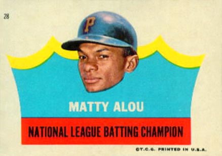 1967 Topps Pirates Stickers Matty Alou #28 Baseball Card