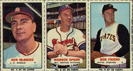 1964 Bazooka Panel McBride/Spahn/Friend # Baseball Card