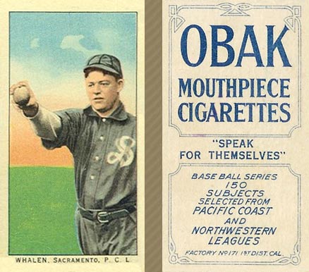 1910 Obak Whalen. Sacramento. P.C.L. # Baseball Card