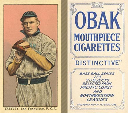 1910 Obak Eastley. San Francisco. P.C.L. # Baseball Card