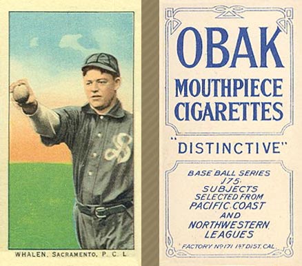 1910 Obak Whalen. Sacramento. P.C.L. # Baseball Card