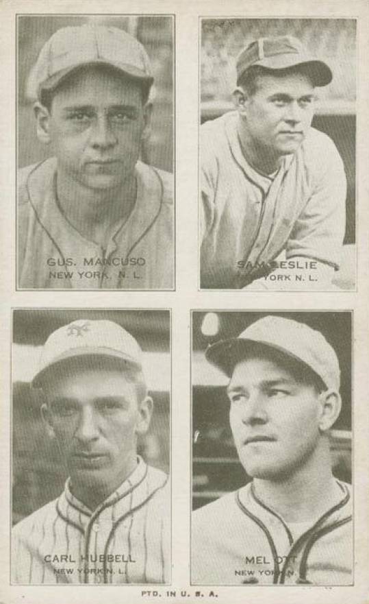 1937 Four-on-one Exhibits Hubbell/Leslie/Mancuso/Ott # Baseball Card