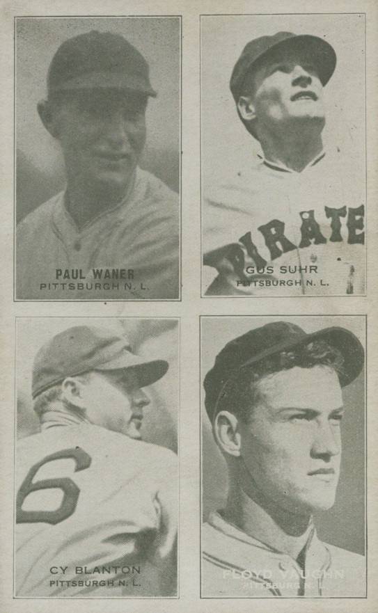 1937 Four-on-one Exhibits Blanton/Suhr/Vaughan/Waner # Baseball Card