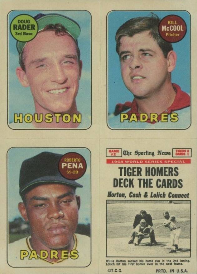 1969 Topps 4 in 1's Rader/McCool/Pena # Baseball Card