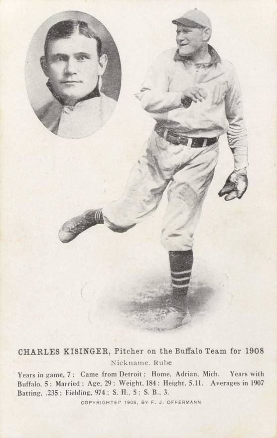 1908 Offerman Buffalo Bisons Postcards Charles Kisinger # Baseball Card