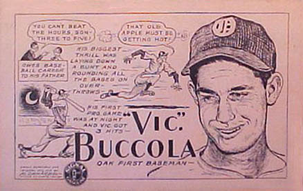 1947 Signal Gasoline Oakland Oaks Vic Buccola #1 Baseball Card