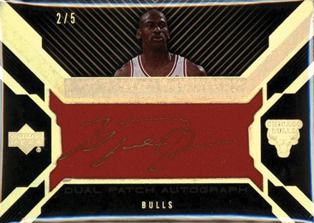 2007 Upper Deck Black Patch Material Autographs Dual Michael Jordan/Larry Bird # Basketball Card