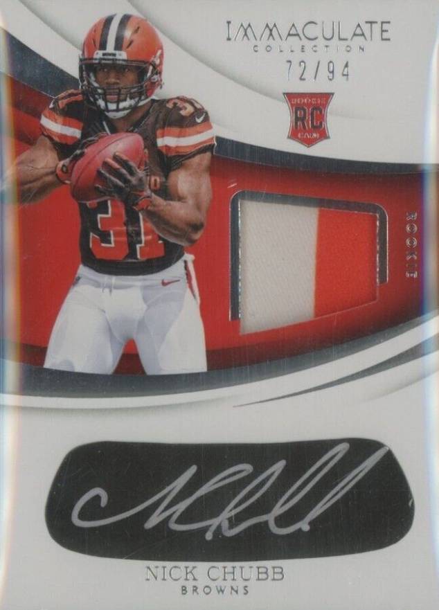 2018 Panini Immaculate Collection Rookie Eye Black Jersey Nick Chubb #EB-NC Football Card