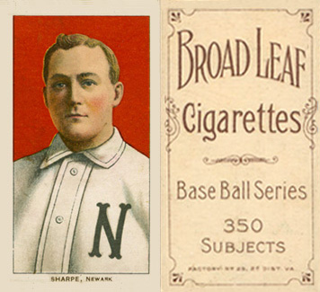 1909 White Borders Broadleaf 350  Sharpe, Newark #438 Baseball Card