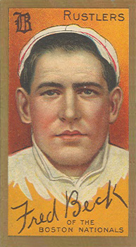 1911 Gold Borders Broadleaf Back Fred Beck #14 Baseball Card