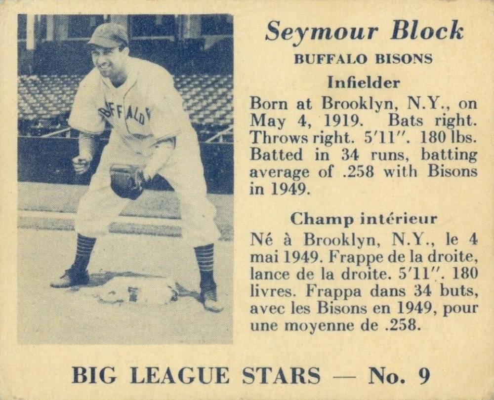 1950 Big League Stars Seymour Block #9 Baseball Card