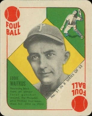 1951 Topps Blue Backs Eddie Waitkus #51 Baseball Card