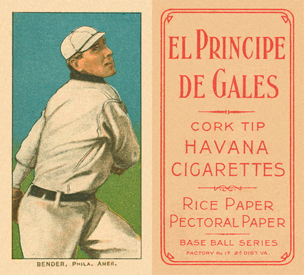 1909 White Borders El Principe De Gales Bender, Phila. Amer. #32 Baseball Card