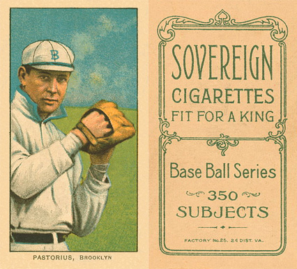 1909 White Borders Sovereign Pastorius, Brooklyn #380 Baseball Card