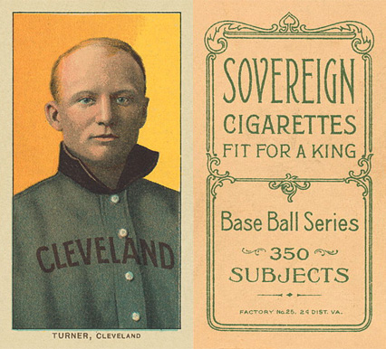 1909 White Borders Sovereign Turner, Cleveland #490 Baseball Card