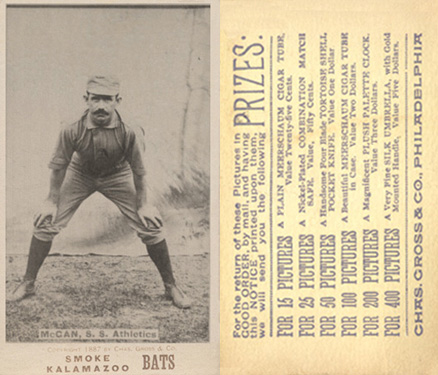 1887 Kalamazoo Bats McGan, S.S. Athletics # Baseball Card