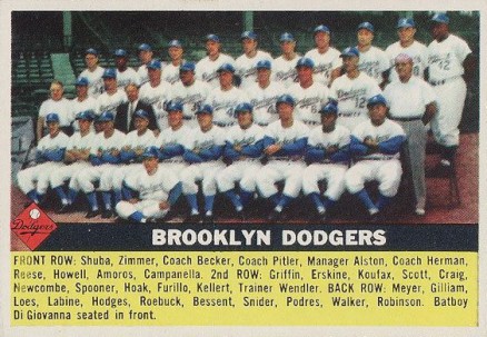 1956 Topps Brooklyn Dodgers #166w Baseball Card