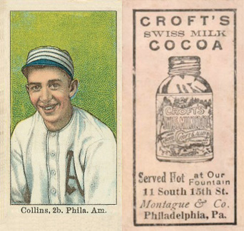 1909 Croft's Cocoa Collins, 2b. Phila. Am. # Baseball Card