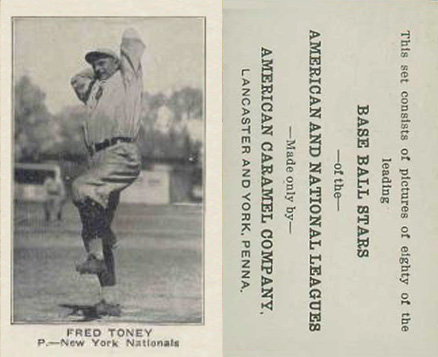 1921 American Caramel--Series of 80 Fred Toney # Baseball Card