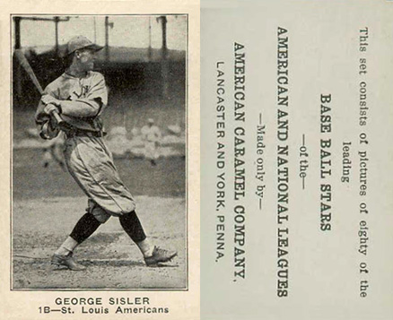 1921 American Caramel--Series of 80 George Sisler # Baseball Card