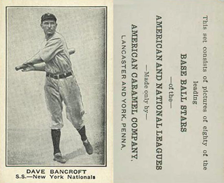 1921 American Caramel--Series of 80 Dave Bancroft # Baseball Card