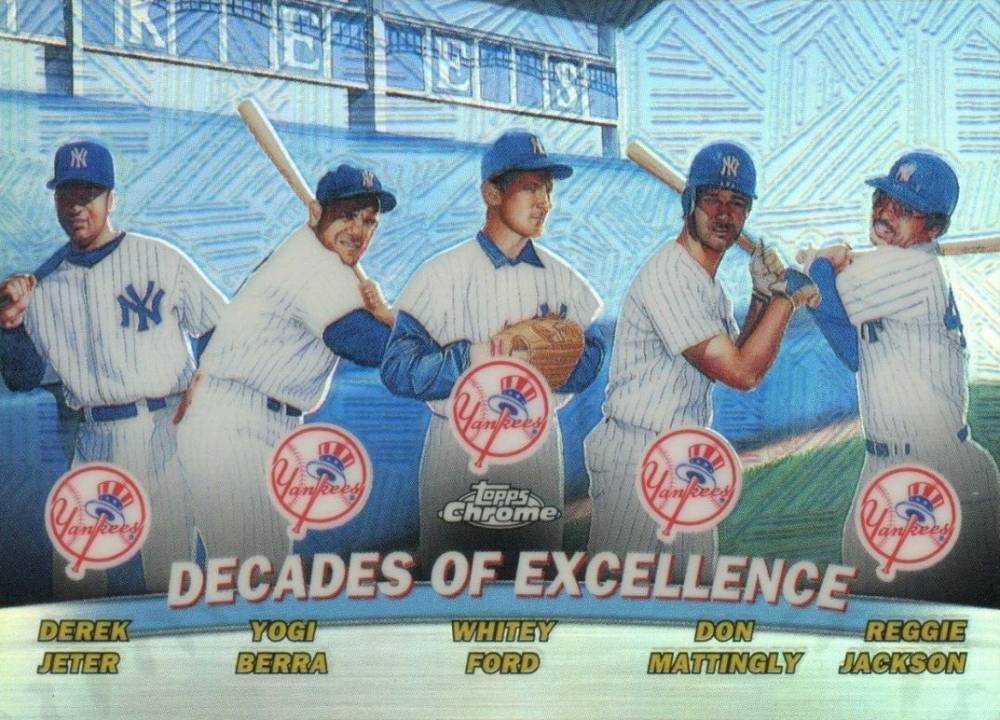 2001 Topps Chrome Combos Jeter/Berra/Ford/Mattingly/Jackson #TC1 Baseball Card