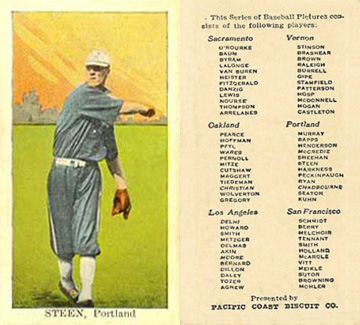 1911 Pacific Coast Biscuit Steen # Baseball Card