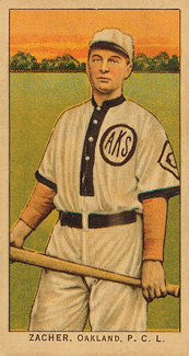 1911 Obak Red Back Zacher, Oakland. P.C.L. # Baseball Card