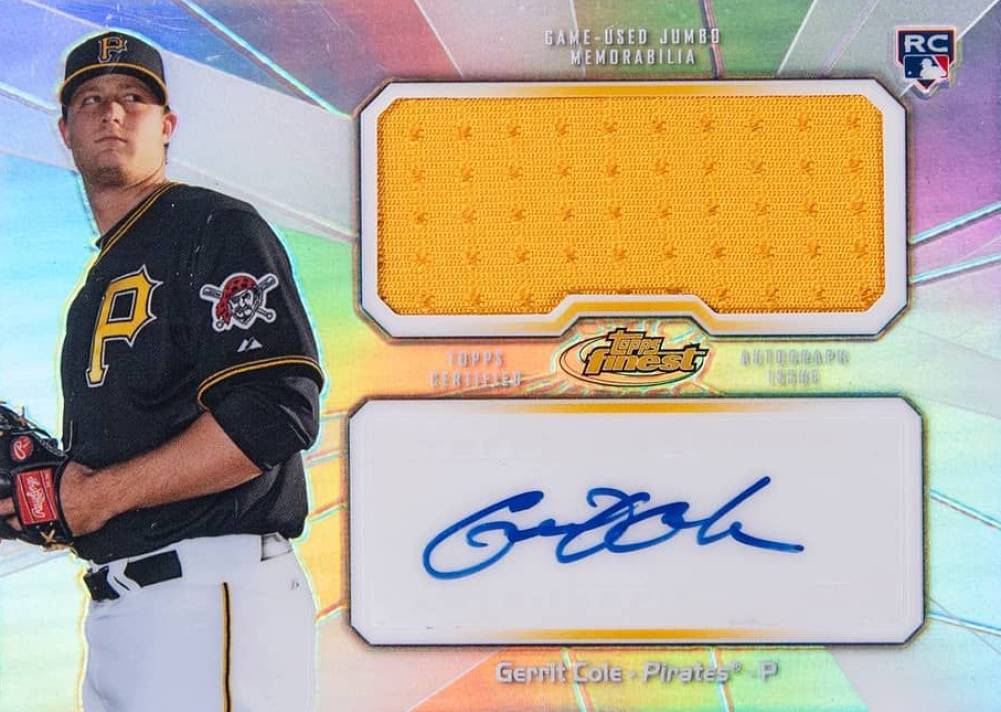 2013 Finest Autograph Jumbo Relic Gerrit Cole #AJRGC Baseball Card