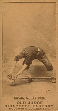 1887 Old Judge Sage, C., Toledos #397-1a Baseball Card