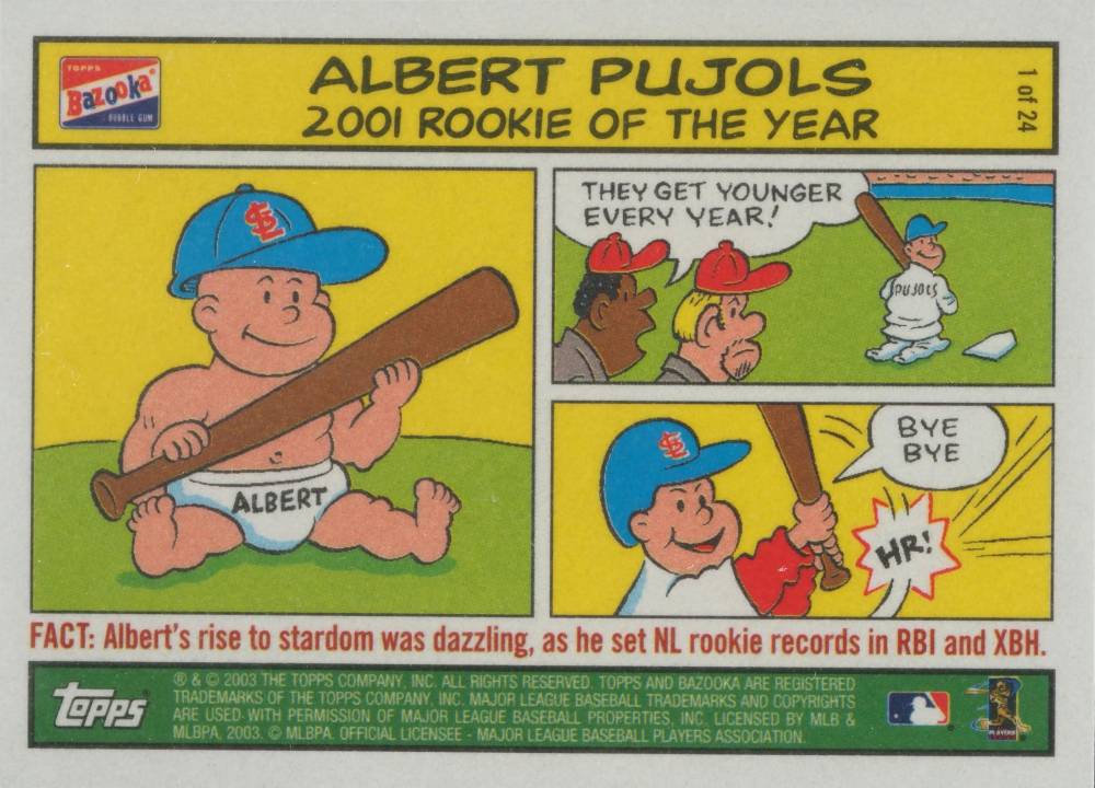 2003 Bazooka Comics Albert Pujols #1 Baseball Card