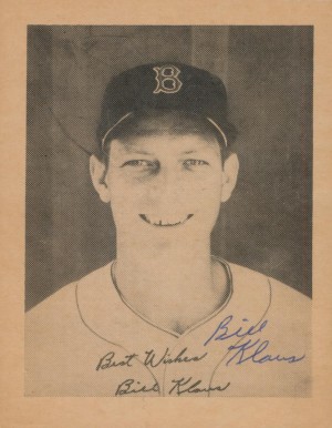 1953 First National Super Market Red Sox Bill Klaus # Baseball Card