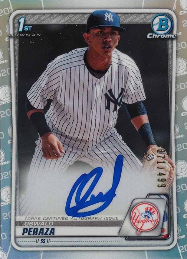 2020  Bowman Chrome Prospect Autographs Oswald Peraza #CPAOP Baseball Card