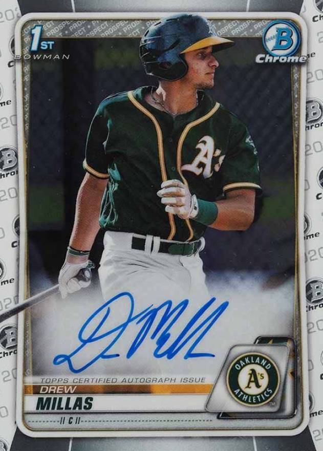 2020  Bowman Chrome Prospect Autographs Drew Millas #CPADM Baseball Card