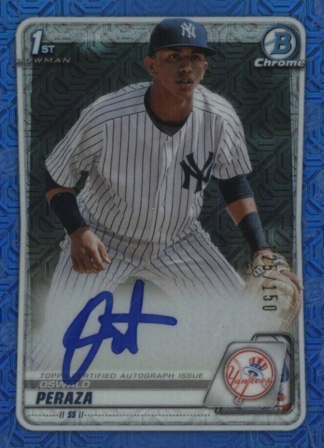 2020  Bowman Chrome Prospect Autographs Oswald Peraza #CPAOP Baseball Card