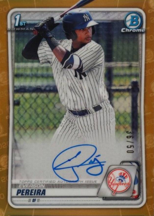 2020  Bowman Chrome Prospect Autographs Everson Pereira #CPAEP Baseball Card