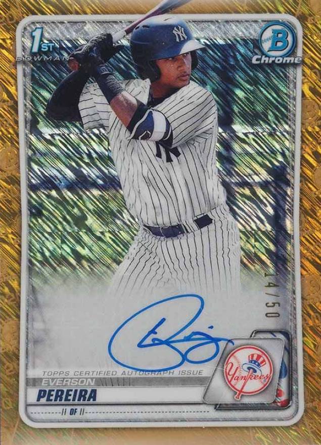 2020  Bowman Chrome Prospect Autographs Everson Pereira #CPAEP Baseball Card