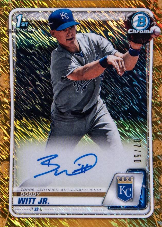 2020  Bowman Chrome Prospect Autographs Bobby Witt Jr. #CPABWJ Baseball Card