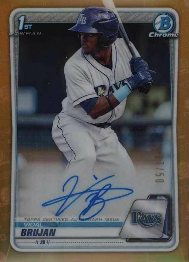 2020  Bowman Chrome Prospect Autographs Vidal Brujan #CPAVB Baseball Card