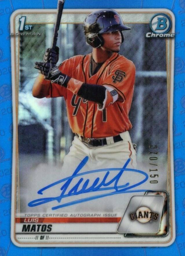 2020  Bowman Chrome Prospect Autographs Luis Matos #CPALM Baseball Card