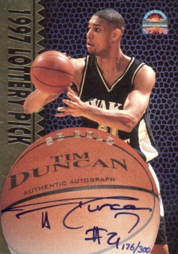 1997 Score Board Autographed Basketball Tim Duncan # Basketball Card