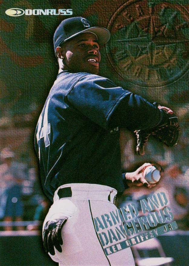 1997 Donruss Armed and Dangerous Ken Griffey Jr. #1 Baseball Card